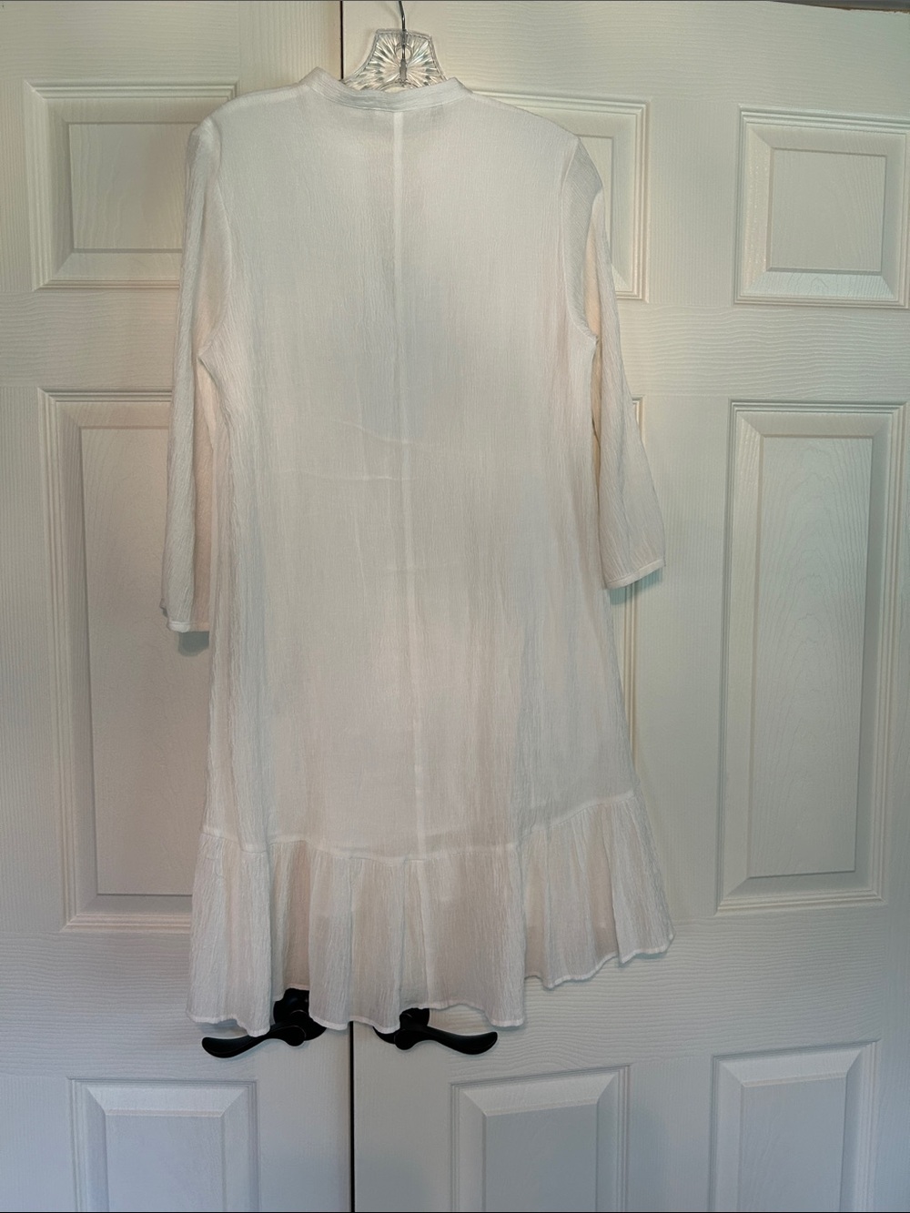 Zara Cream Button-Front Ruffle Hem Tunic - Picture 2 of 2